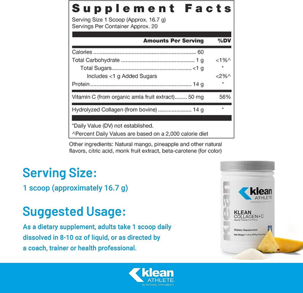 Douglas Labs, Klean Collagen+C, Tropical Fruit, 334 g