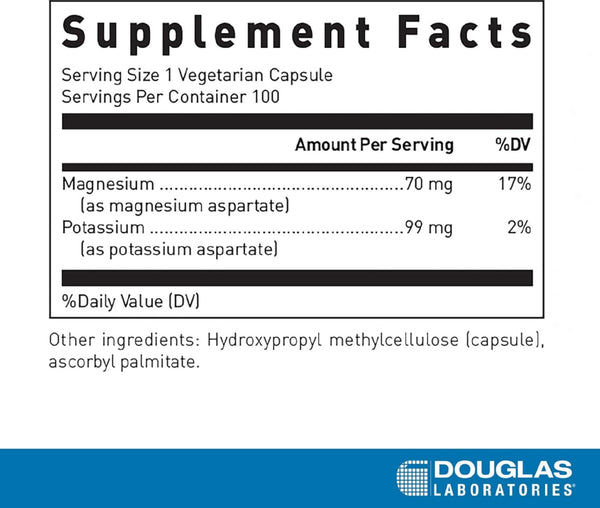 Douglas Labs, Magnesium/Potassium Aspartate, 100 Capsules
