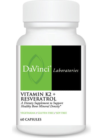 DaVinci Laboratories of Vermont, Vitamin K2 + Resveratrol, 60 Capsules