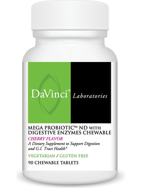 DaVinci Laboratories of Vermont, Mega Probiotic™ ND With Digestive Enzymes Chewable Cherry, 90 Chewable Tablets
