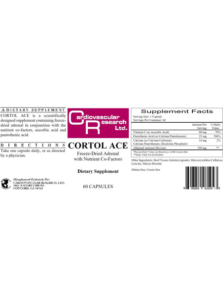 Cardiovascular Research Ltd., Cortol Ace, 60 Capsules