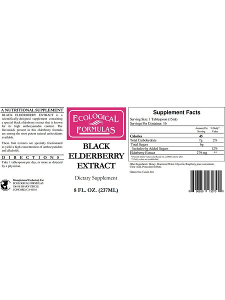 Ecological Formulas, Black Elderberry Extract, 8 fl oz