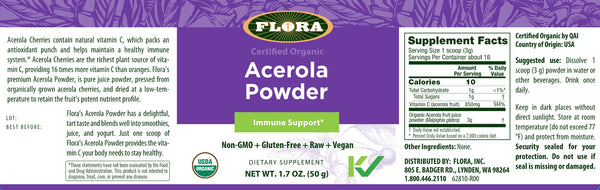 Flora, Acerola Powder, Immune Support, 1.7 oz