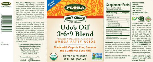 Flora, Udo's Oil 3-6-9 Blend, Omega Fatty Acid, 17 fl oz