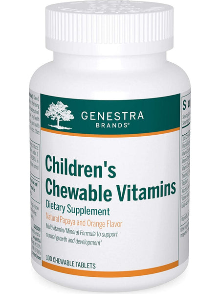 Genestra, Children's Chewable Vitamins Dietary Supplement, Natural Papaya and Orange Favor, 100 Chewable Tablets