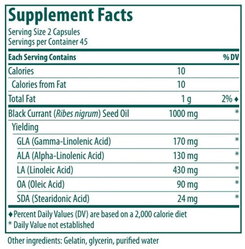 Genestra, GLA 90 Black Currant Oil Dietary Supplement, 90 Softgel Capsules