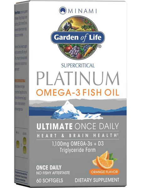 Garden of Life, Platinum Omega-3 Fish Oil, Orange, 1,100 mg, 60 Softgels