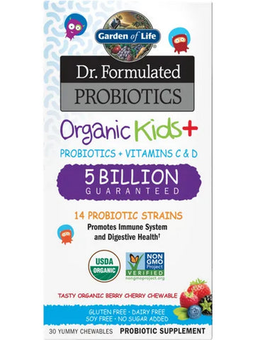 Garden of Life, Dr. Formulated Probiotics, Organic Kids +, Berry Cherry, 30 Yummy Chewables