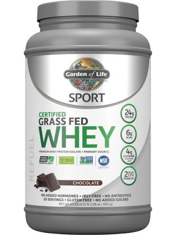 Garden of Life, Sport Certified Grass Fed Whey Protein, Chocolate, 23.28 oz