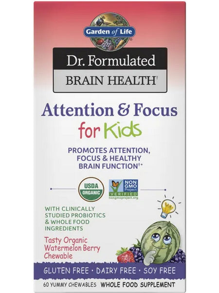 Garden of Life, Dr. Formulated, Brain Health Attention & Focus for Kids, Watermelon Berry, 60 Yummy Chewables