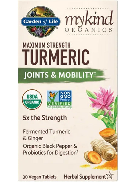 Garden of Life, MyKind Organics, Maximum Strength Turmeric Joints & Mobility, 30 Vegan Tablets