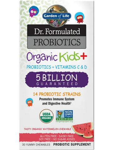 Garden of Life, Dr. Formulated Probiotics, Organic Kids +, Watermelon, 30 Yummy Chewables