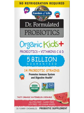 Garden of Life, Dr. Formulated Probiotics, Organic Kids +,Shelf-Stable, Watermelon, 30 Yummy Chewables