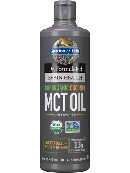 Garden of Life, Dr. Formulated, Brain Health 100% Organic Coconut MCT Oil, Unflavored, 16 fl oz