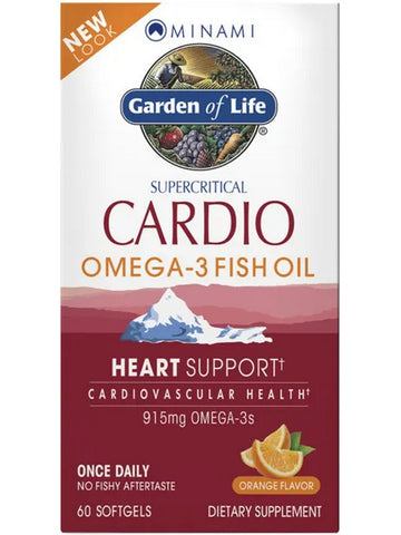 Garden of Life, Cardio Omega-3 Fish Oil, Orange, 915 mg, 60 Softgels