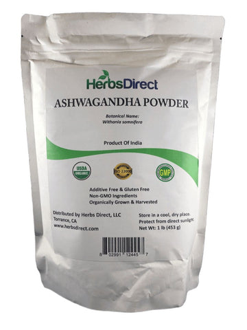 Herbs Direct, Ashwagandha Powder, Organic, 1 lb