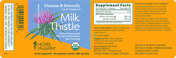 Herb Pharm, Milk Thistle Capsules, 60 vcaps