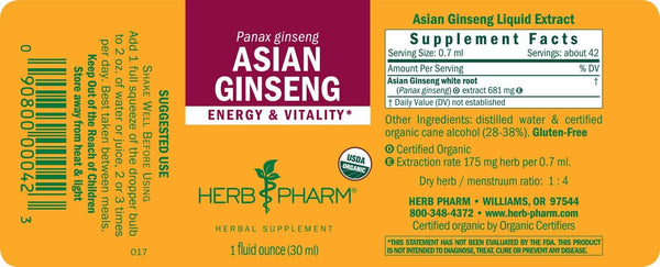 Herb Pharm, Asian Ginseng, 1 fl oz
