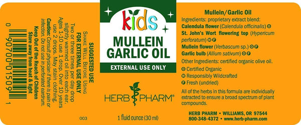 Herb Pharm, Kids Mullein Garlic Oil, 1 fl oz