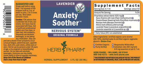 Herb Pharm, Anxiety Soother: Original Lavender, 1 fl oz