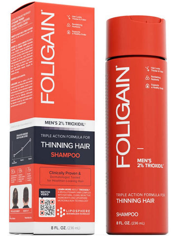 FOLIGAIN, Men's Triple Action Shampoo for Thinning Hair with 2% Trioxidil, 8 fl oz