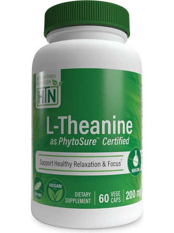 Health Thru Nutrition, L-Theanine 200mg as Phytosure Certified, 60 VegeCaps