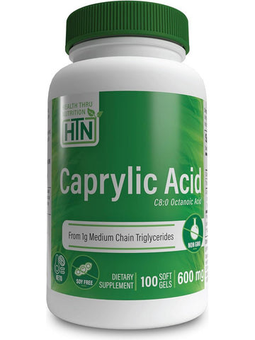 Health Thru Nutrition, Caprylic Acid C8:0 Octanoic Acid 600 mg, 100 Softgels
