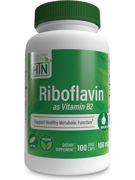 Health Thru Nutrition, Riboflavin as Vitamin B2 100 mg, 100 VegeCaps