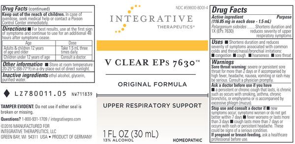 Integrative Therapeutics, V Clear EPs 7630™, Original Flavor, 1 fl oz