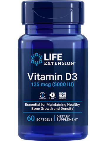 Life Extension, Vitamin D3, 125 mcg (5000 IU), 60 softgels