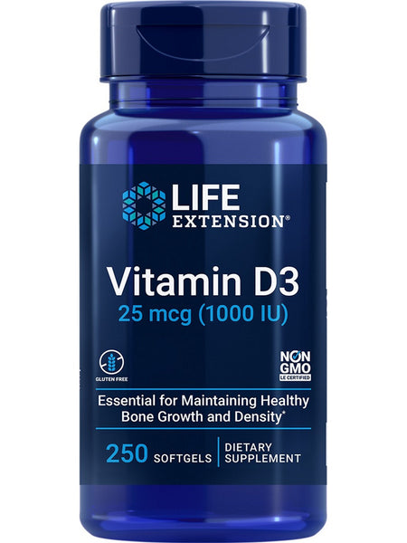 Life Extension, Vitamin D3, 25 mcg (1000 IU), 250 softgels