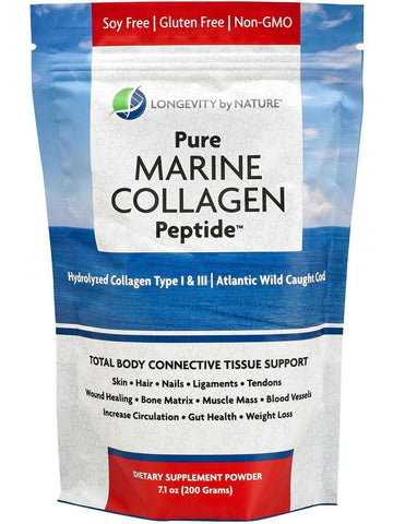 Longevity by Nature, Pure Marine Collagen Peptide, Collagen Type I & III, 7.1 oz