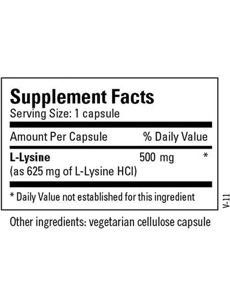 Metabolic Maintenance, L-Lysine 500 mg, 100 capsules