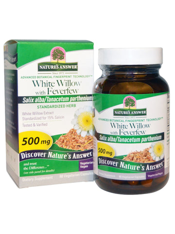 White Willow w/Feverfew Standardized, 60 vegicaps, Nature's Answer