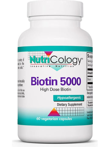 NutriCology, Biotin 5000 High Dose Biotin, 60 Vegetarian Capsules