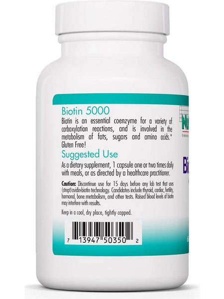 NutriCology, Biotin 5000 High Dose Biotin, 60 Vegetarian Capsules