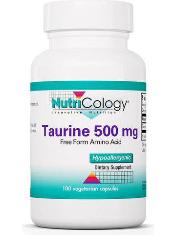 NutriCology, Taurine 500 mg, Free Form Amino Acid, 100 Vegetarian Capsules