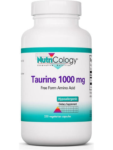 NutriCology, Taurine 1000 mg, Free Form Amino Acid, 250 Vegetarian Capsules