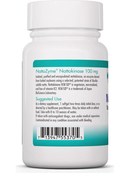 NutriCology, NattoZyme, Nattokinase 100 mg NSK-SD 2000 Fibrinolytic Units, 60 softgels