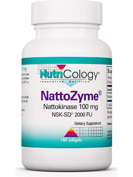 NutriCology, NattoZyme, Nattokinase 100 mg NSK-SD 2000 Fibrinolytic Units, 180 softgels