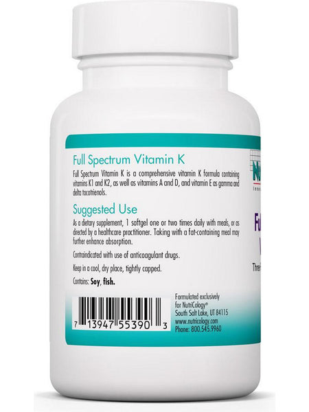 NutriCology, Full Spectrum Vitamin K, 90 softgels