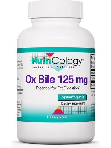 NutriCology, Ox Bile 125 mg Essential for Fat Digestion, 180 vegicaps