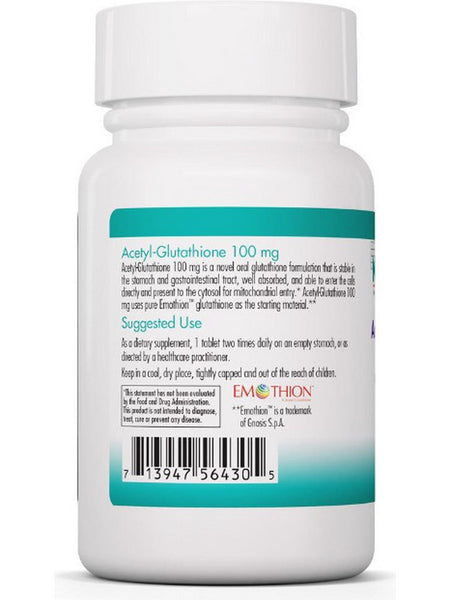 NutriCology, Acetyl-Glutathione 100 mg, Well Absorbed Oral Glutathione, 60 Scored Tablets