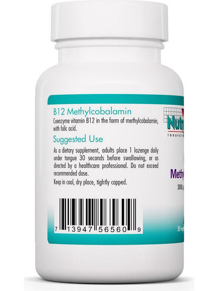 NutriCology, B12 Methylcobalamin 3000 ug with Folic Acid, 50 Vegetarian Lozenges