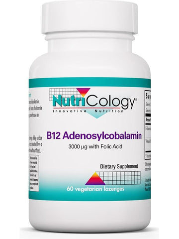 NutriCology, B12 Adenosylcobalamin 3000 ug with Folic Acid, 60 Vegetarian Lozenges