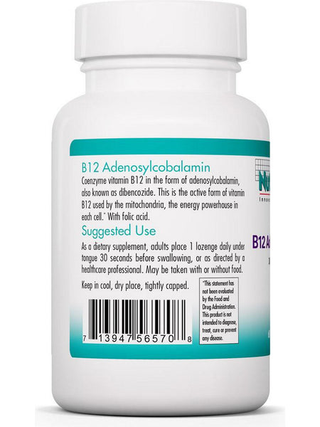 NutriCology, B12 Adenosylcobalamin 3000 ug with Folic Acid, 60 Vegetarian Lozenges