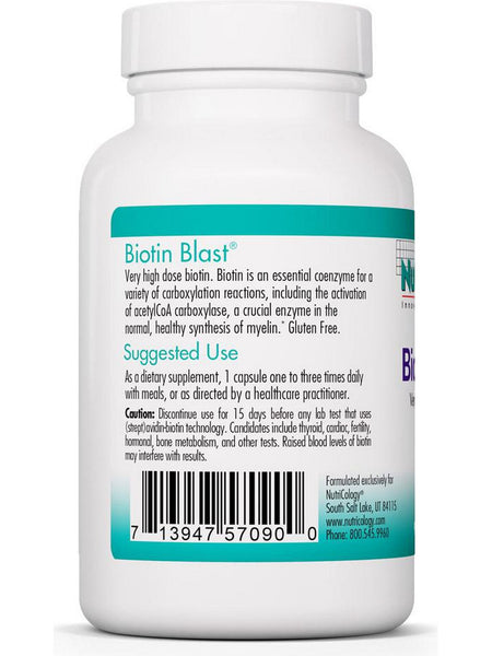 NutriCology, Biotin Blast 100 mg, 90 Vegetarian Capsules