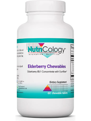 NutriCology, Elderberry Chewables Elderberry 65:1 Concentrate with Sunfiber, 60 Chewable Tablets