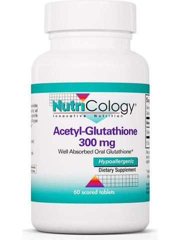 NutriCology, Acetyl-Glutathione 300 mg, Well Absorbed Oral Glutathione, 60 Scored Tablets
