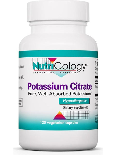 NutriCology, Potassium Citrate Pure, Well-Absorbed Potassium, 120 Vegetarian Capsules